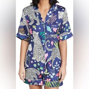 Karen Mabon snow Leopard Print Pajama Top L multicolor